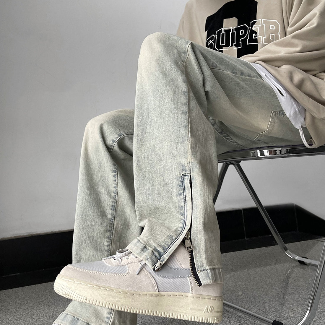 Men’s Yellow Mud Denim Straight Cotton Jeans