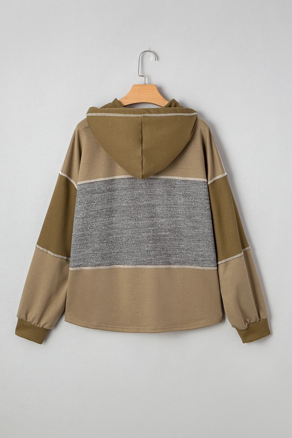 Women’s Loose Green Pullover Sweatshirt with Buttons