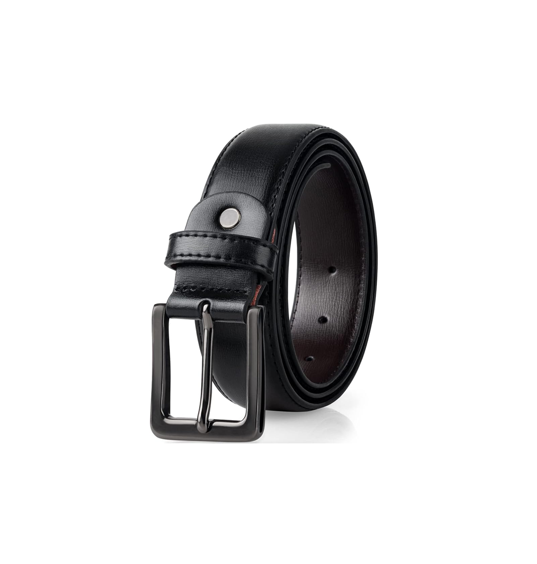 Men’s Black Leather Belt – Classic Pin Buckle Design