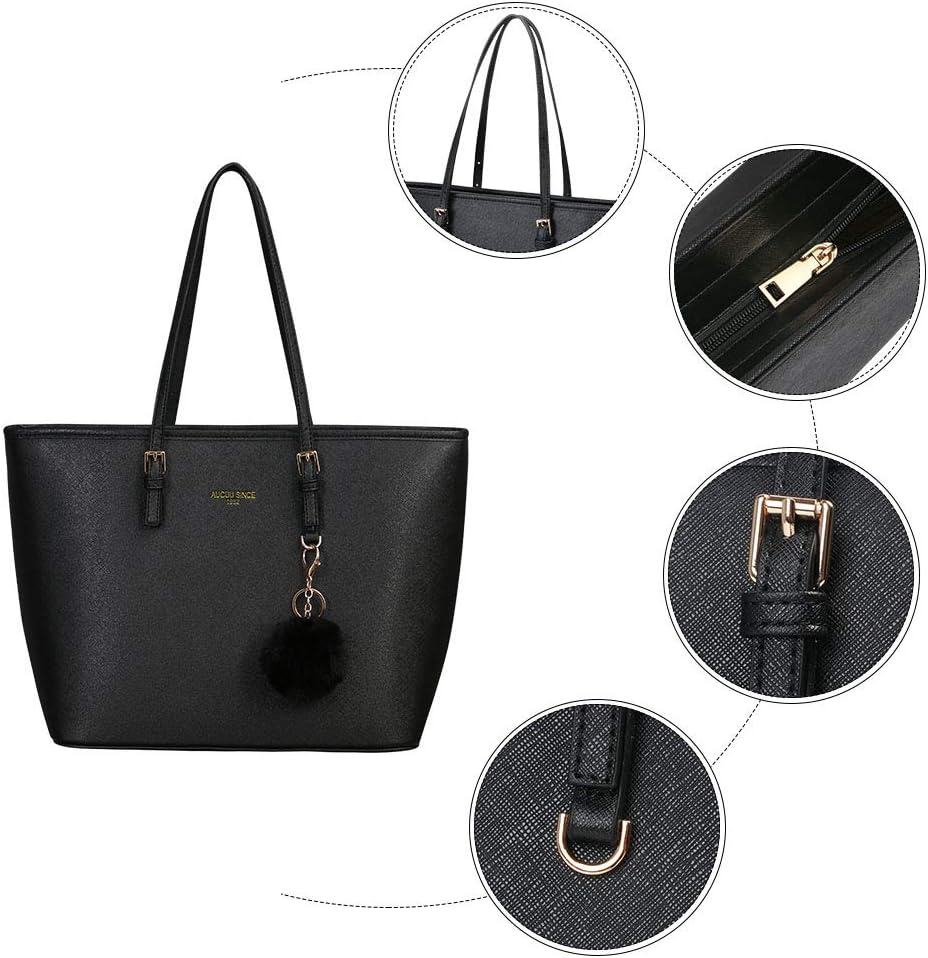 Women's PU Leather Tote Bag – Large 15.6" Laptop Handbag