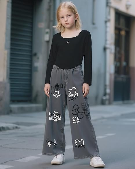 Girls 2-Piece Outfit Long Sleeve Top and Jeans