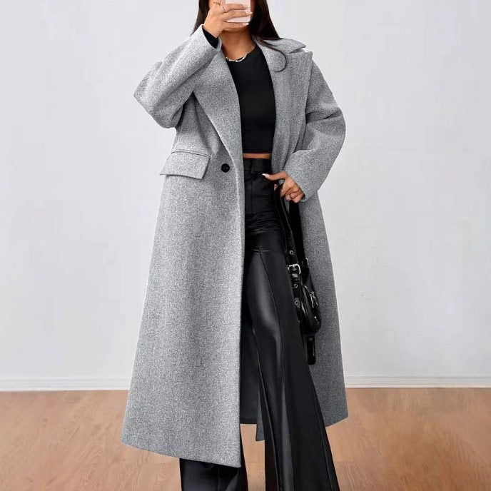 Women’s Long Sleeve Wool Lapel Coat