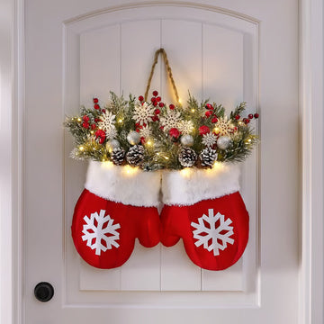 Christmas Gloves Shaped LED Wreath Decoration