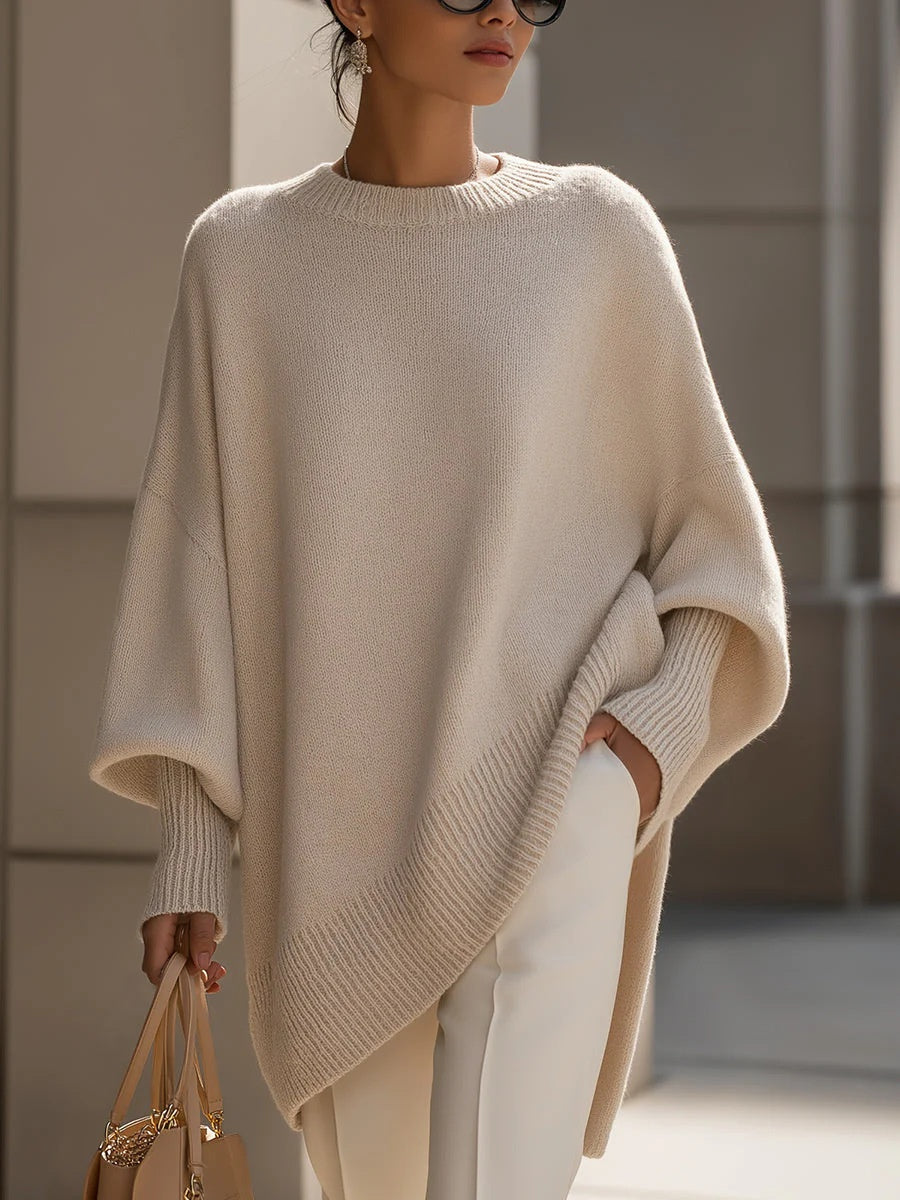 Thick Round Neck Loose Knit Pullover Sweater